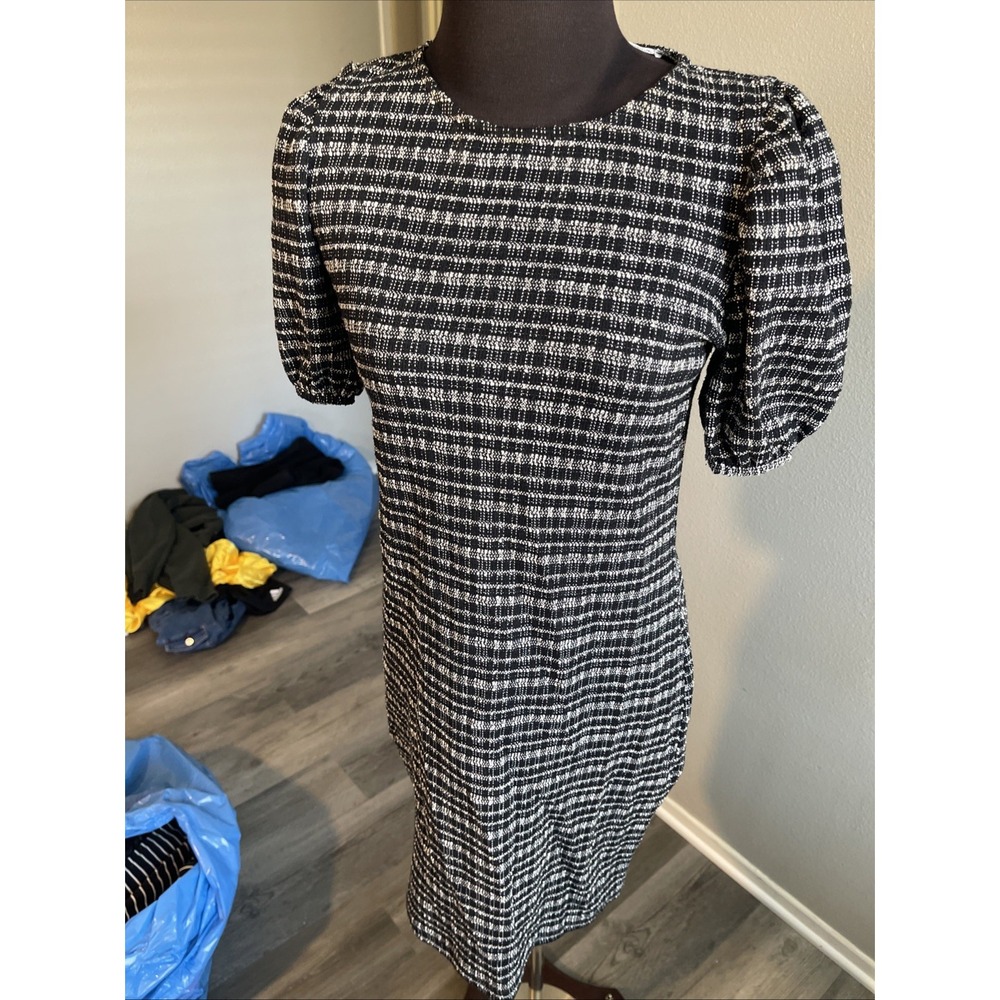 Zara Women Short Puff Sleeves Dress Size S Black/white